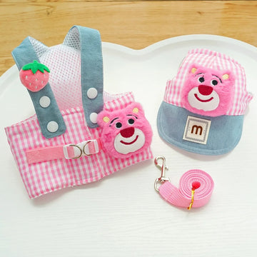 Cute Dog Harness & Leash Set with Hat